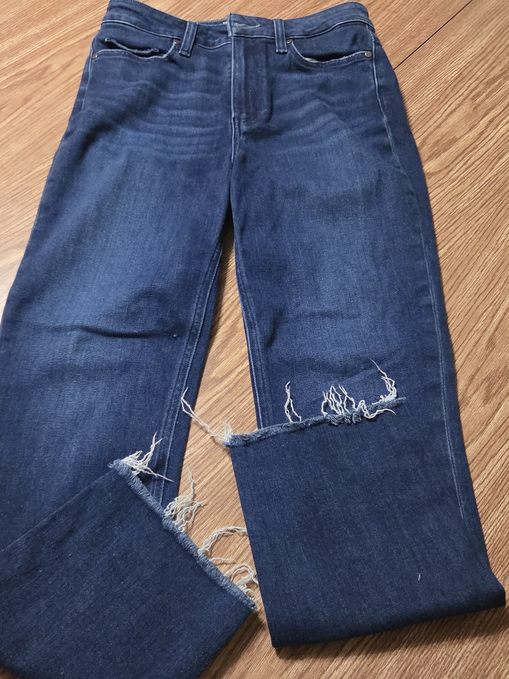 PAIGE Cindy Crop Dark Blue Distressed Jeans